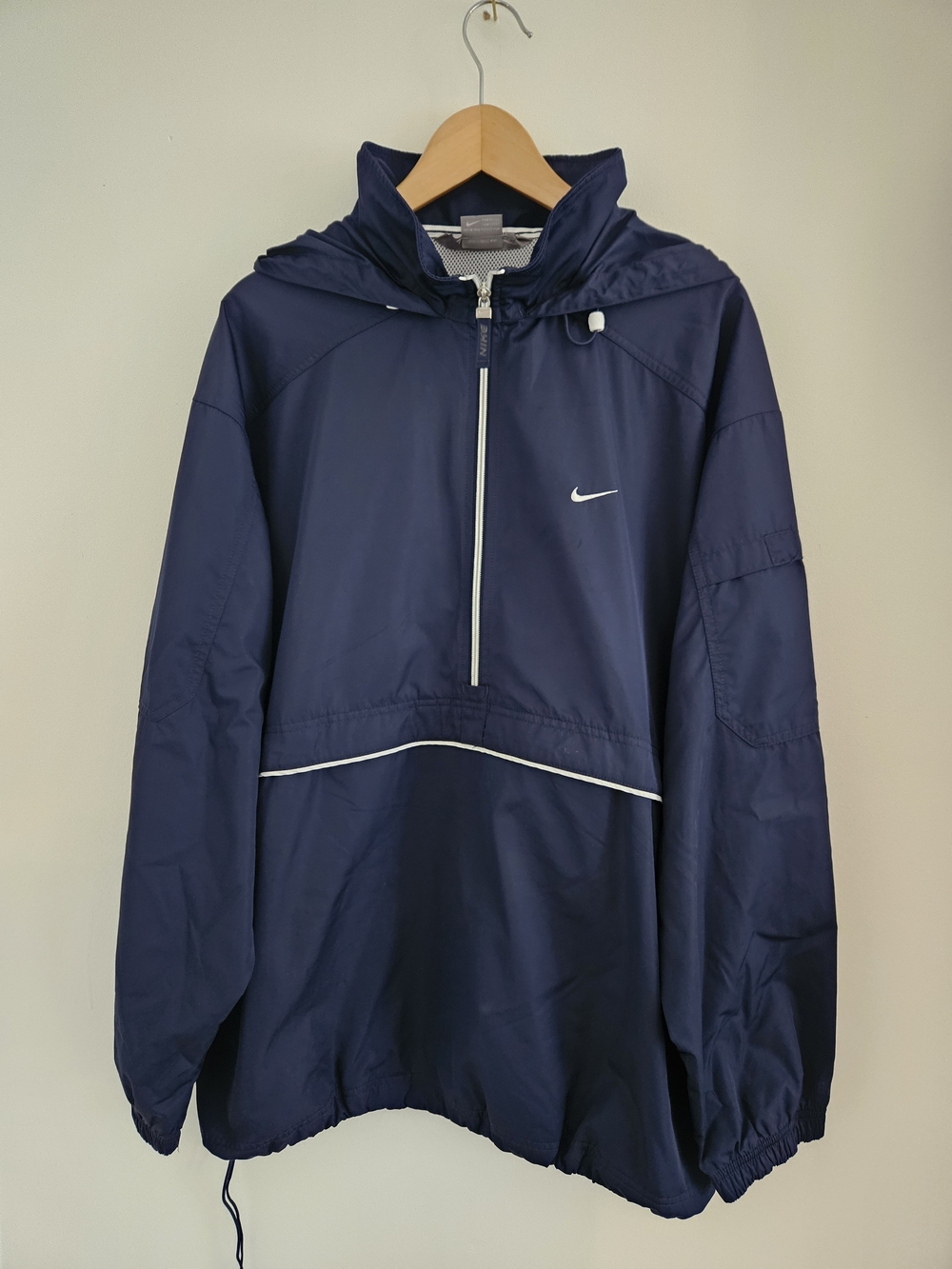 Vintage Nike Navy Pullover Hooded Windbreaker Jacket Extra Large